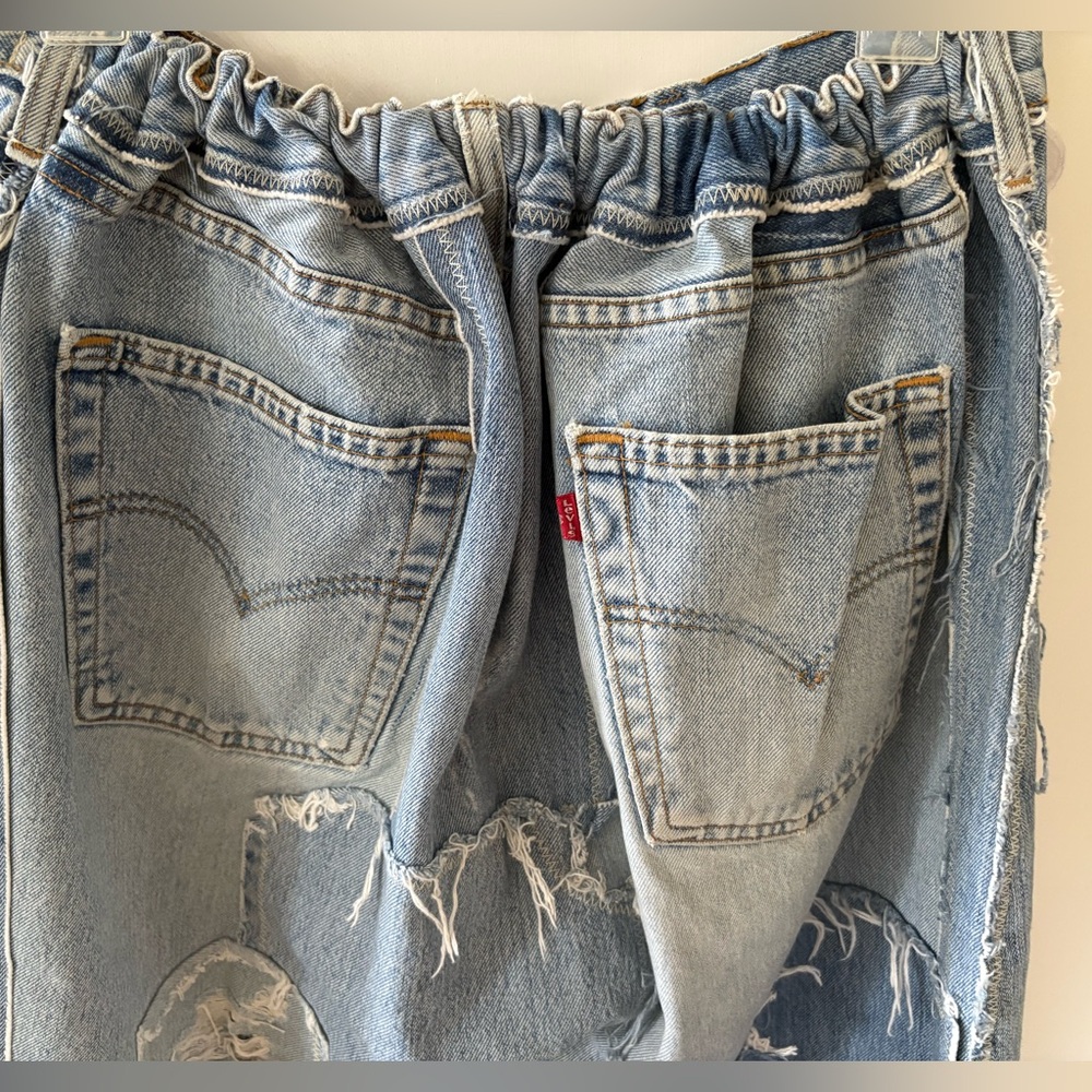 MAGNOLIA PEARL Original OOAK LEVI’S 501 Jeans Patched Drop Crotch Distressed - Picture 11 of 13
